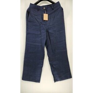 NWT Boden US 6R Navy Blue Wide Crop Linen Pants